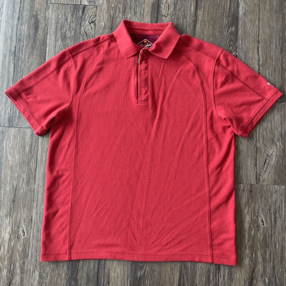 Paradise Collection 1/4 Zip Short Sleeve Polo Shirt Red Men Large EUC